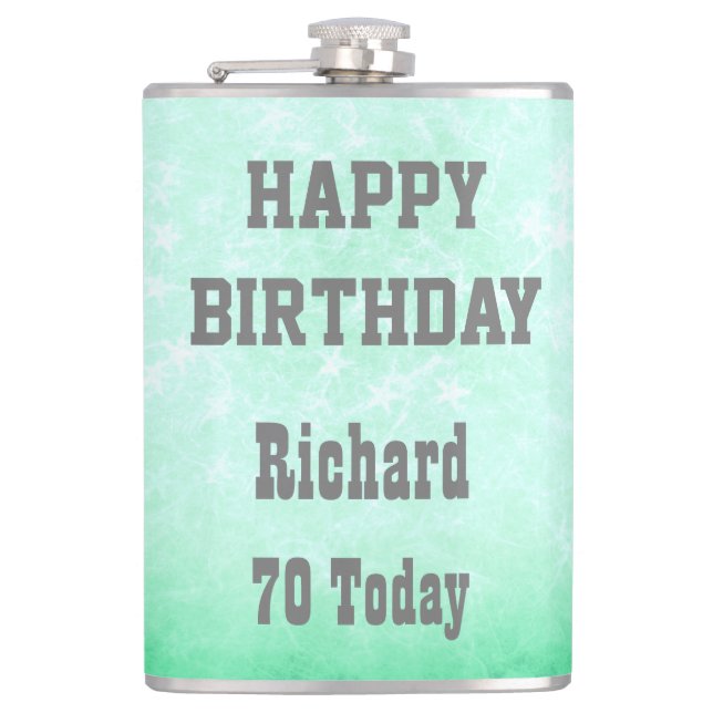 Petaca Diseño de cumpleaños 70 Happy personalizado (Anverso)