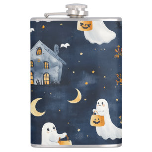 Petaca Diseño de Halloween con fantasmas y calabazas