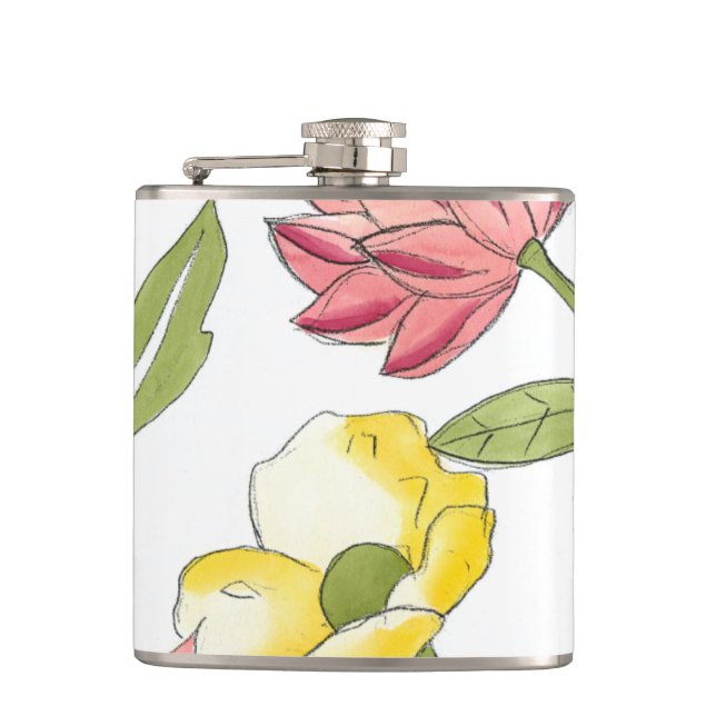 Petaca Diseño de jardines florales con fondo blanco (Anverso)
