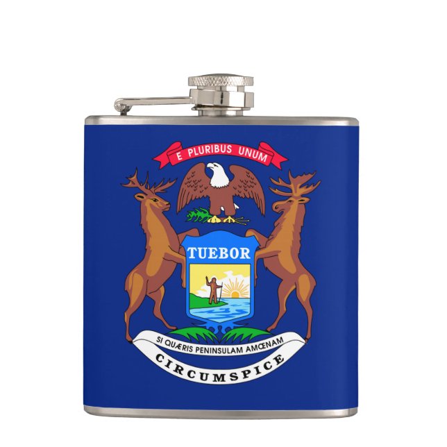 Petaca Diseño de la bandera del estado de Michigan (Anverso)