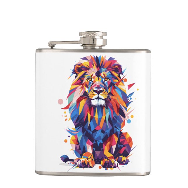 Petaca Diseño de leones geométricos coloridos (Anverso)