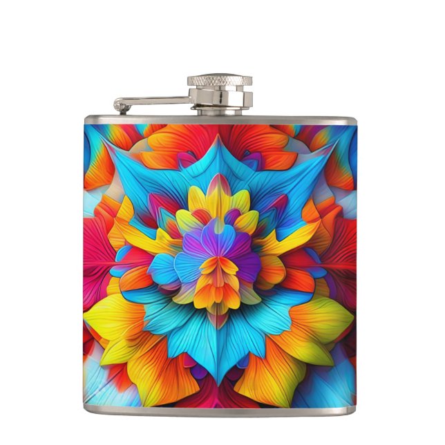 Petaca Diseño de Mandala floral colorida (Anverso)