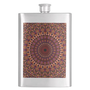 Petaca Diseño de Mandala Marrón Floral