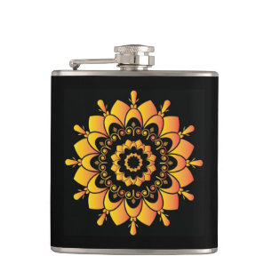 Petaca Diseño de Mandala Único Dorado
