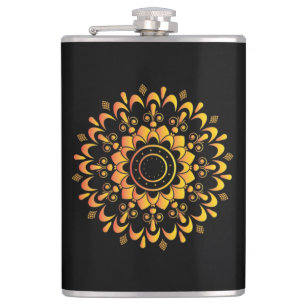 Petaca Diseño de Mandala Único Dorado-95747