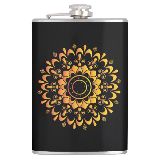 Petaca Diseño de Mandala Único Dorado-95747 (Anverso)