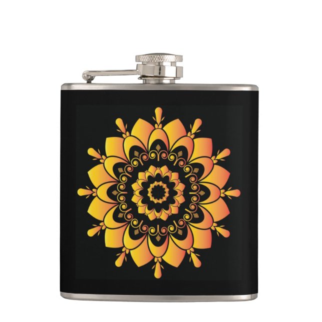 Petaca Diseño de Mandala Único Dorado-95748 (Anverso)