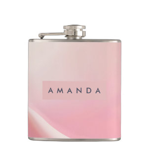 Petaca Diseño de Onda de Seda Rosa Suave Personalizado