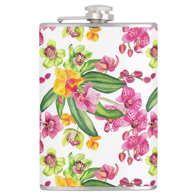 Petaca Diseño de orquídeas acuarelas 18 (Anverso)