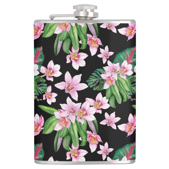 Petaca Diseño de orquídeas acuarelas 27 (Anverso)