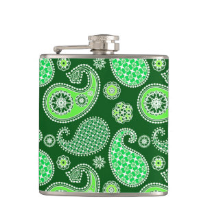 Petaca diseño de paisley, verde esmeralda y jade