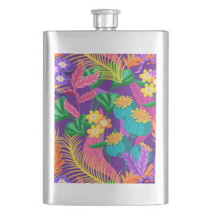 Petaca Diseño de Patrón Floral Exótico Colorido