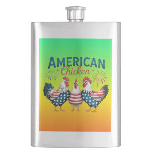 Petaca Diseño de pollo americano patriótico del 4 de juli