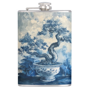 Petaca Diseño de porcelana azul y blanca Chinoiserie
