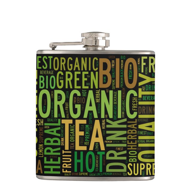 Petaca Diseño de texto para el desayuno con té - fondo de (Anverso)