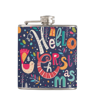 Petaca Diseño de texto retro colorido de Navidades de Cut