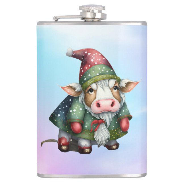 Petaca Diseño de vaca gnomo de Navidad-83456 (Anverso)