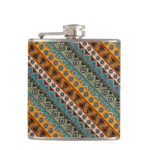 Petaca Diseño decorativo de patrones aztecos étnicos colo