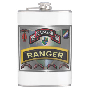 Petaca Diseño del 75º Regimiento Ranger enmarcado