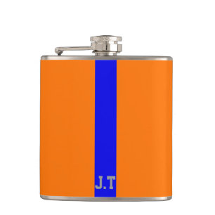 Petaca Diseño Deportivo Monograma Naranja y Azul
