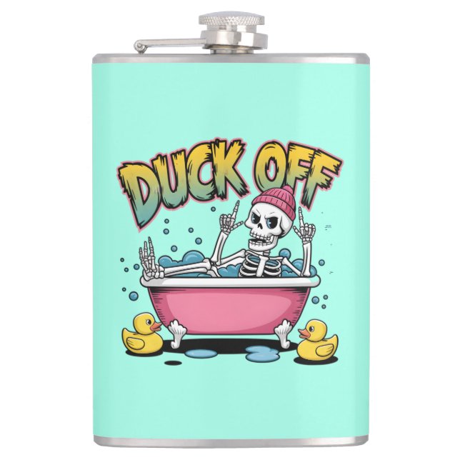 Petaca Diseño Divertido de Esqueleto "Duck Off" -61161 Ar (Anverso)
