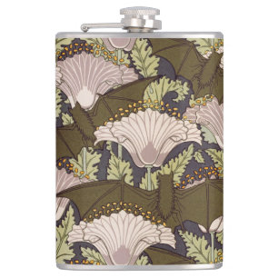 Petaca Diseño Floral Art Nouveau Antiguo de Murciélago y 