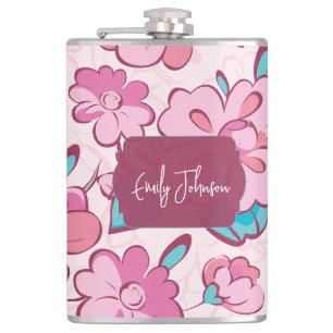 Petaca Diseño floral de nombre personalizado Elegante Flo