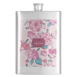 Petaca Diseño floral de nombre personalizado Elegante Flo
