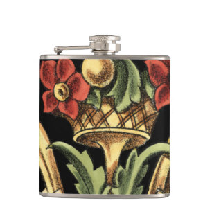 Petaca Diseño floral ornamental con bordes negros