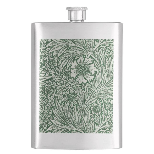 Petaca diseño floral verde caléndula de william morris (Anverso)