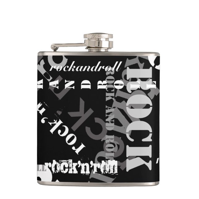 Petaca diseño genial de tipografía rock'n' roll (Anverso)