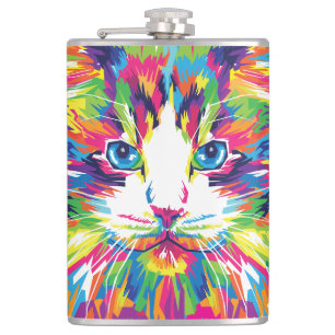 Petaca Diseño geométrico prismático de cara de gato-32453