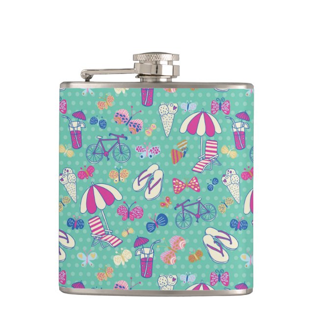 Petaca Diseño Hermoso Con Elementos De Verano (Anverso)