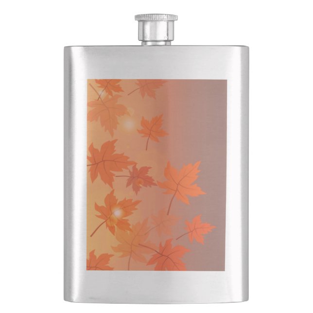 Petaca Diseño otoñal con hojas de arce y efecto bokeh (Anverso)