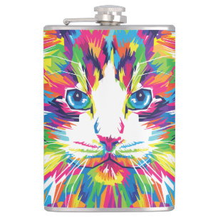 Petaca Diseño puramente geométrico de cara de gato-32453