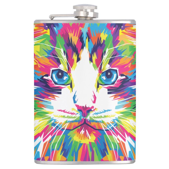 Petaca Diseño puramente geométrico de cara de gato-32453 (Anverso)