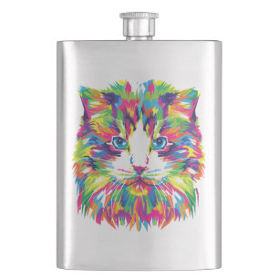 Petaca Diseño puramente geométrico de cara de gato-32453