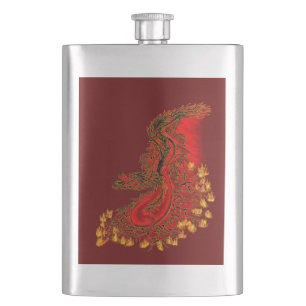 Petaca Diseño rojo y dorado de China Dragon