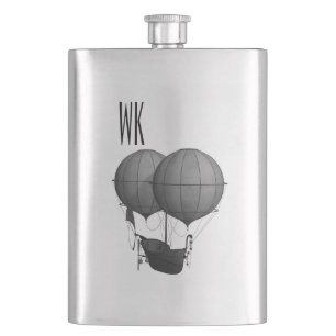Petaca Diseño Steampunk Monograma blanco y negro