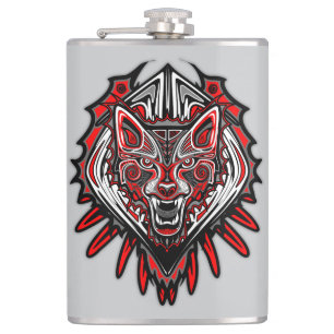Petaca Diseño Totémico Tribal Haida de Lobo