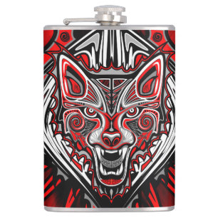 Petaca Diseño Totémico Tribal Haida de Lobo