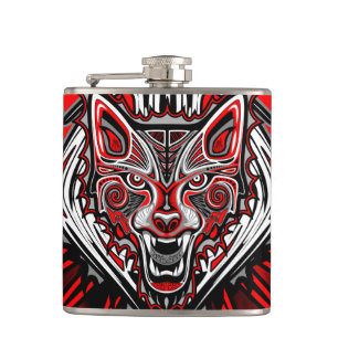 Petaca Diseño Totémico Tribal Haida de Lobo
