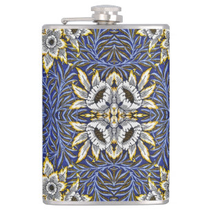 Petaca Diseño Tulipán y Sauce Azul y Dorado de William Mo