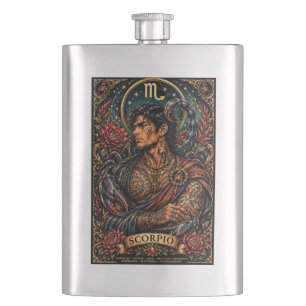 Petaca Diseño zodiacal masculino celestial de Escorpio