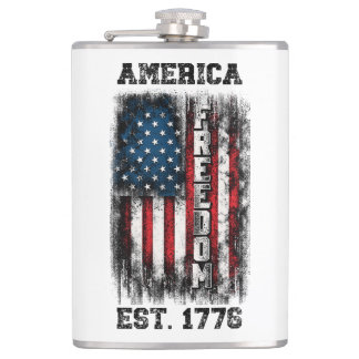 Petaca Distressed American Flag Freedom Est. 1776
