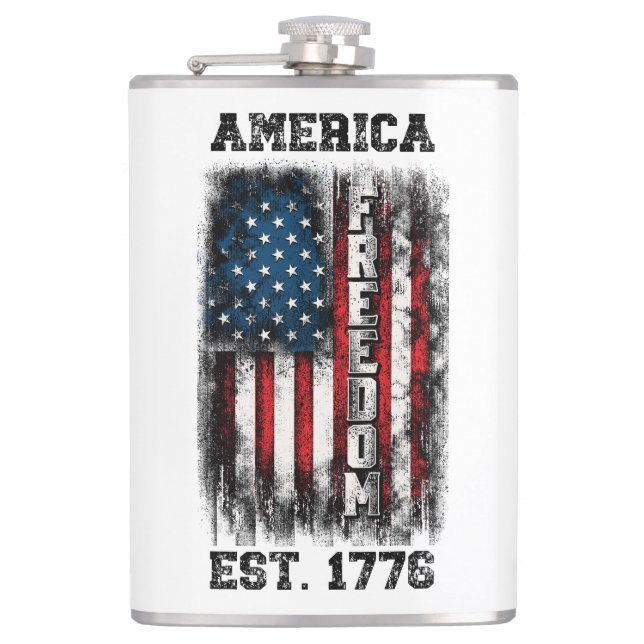 Petaca Distressed American Flag Freedom Est. 1776 (Anverso)