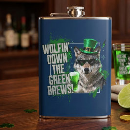 Petaca Divertido Lobo Abajo Cervezas Verdes Día de San Pa