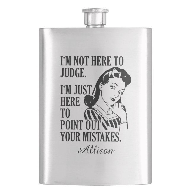 Petaca Divertido matraz de nombre personalizado "Not Here (Anverso)