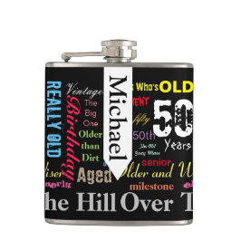 Petaca DIY Text | 50.º cumpleaños feliz | Flask de hito