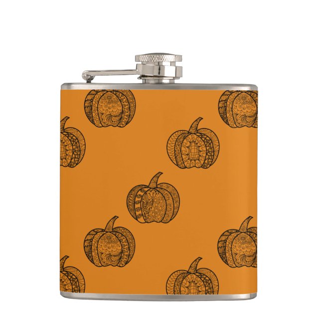 Petaca Dodles de Halloween calabazas de boho mandala de o (Anverso)